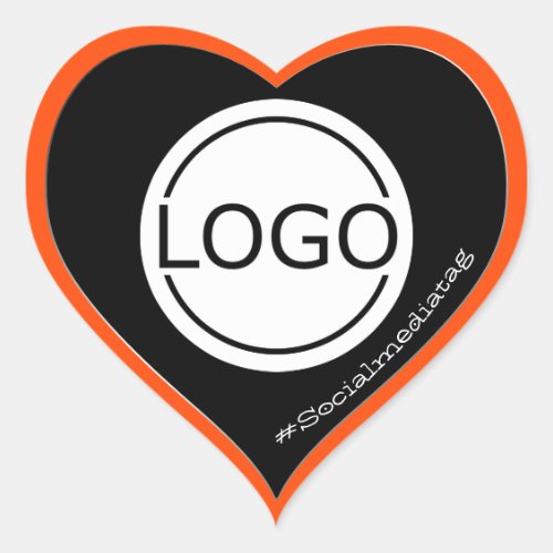 Logo Template Black Neon Orange Custom Packaging  Heart Sticker