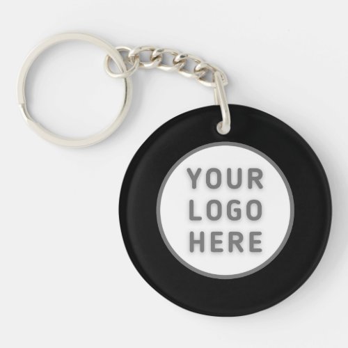 Logo Template Business Promo Simple Black Acrylic Keychain