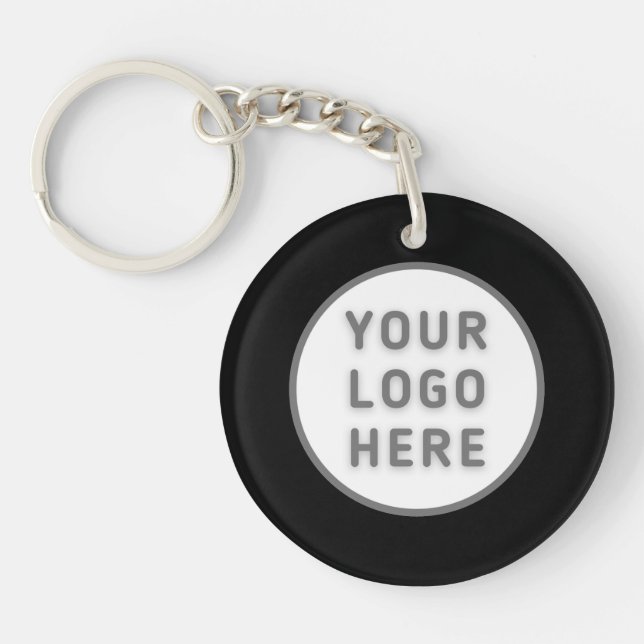 Logo Template Business Promo Simple Black Acrylic Keychain (Front)