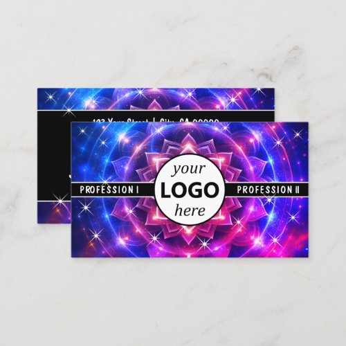 Logo Template Chakra Flower of Life Galaxy Sparkle Business Card