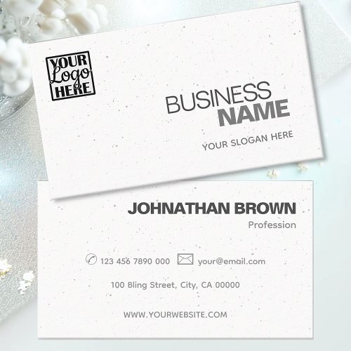 Logo Template Elegant Classic  White Gray Sprinkle Business Card