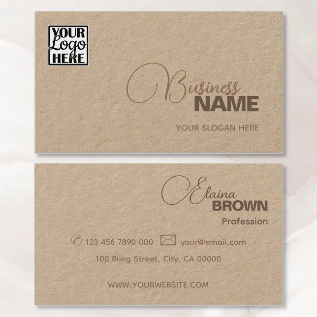 Logo Template Elegant Modern Classic Simple Brown Business Card | Zazzle