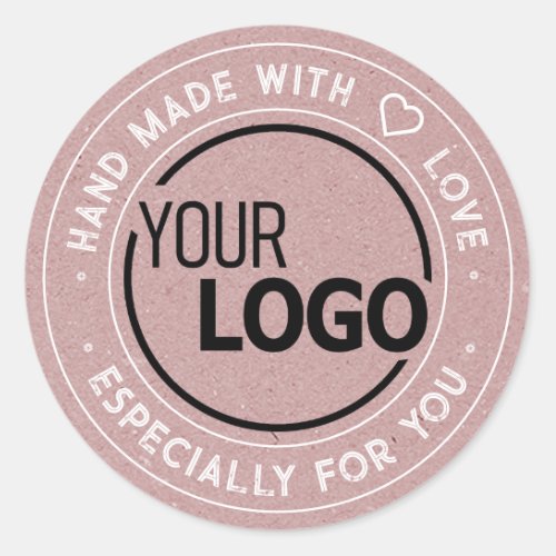 Logo Template Especially For You Pink Kraft Paper Classic Round Sticker