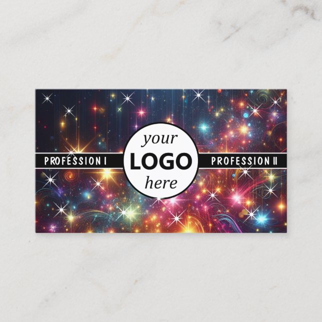 Logo Template Galaxy Stars Magic Energetic Sparkle Business Card (Front)