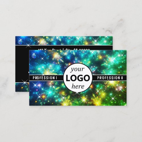 Logo Template Galaxy Stars Magic Energy Green Business Card