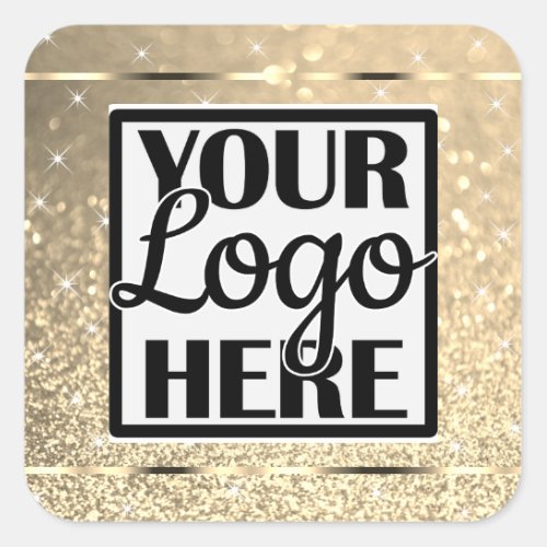 Logo Template Glamorous Gold Glitter Sparkle Stars Square Sticker