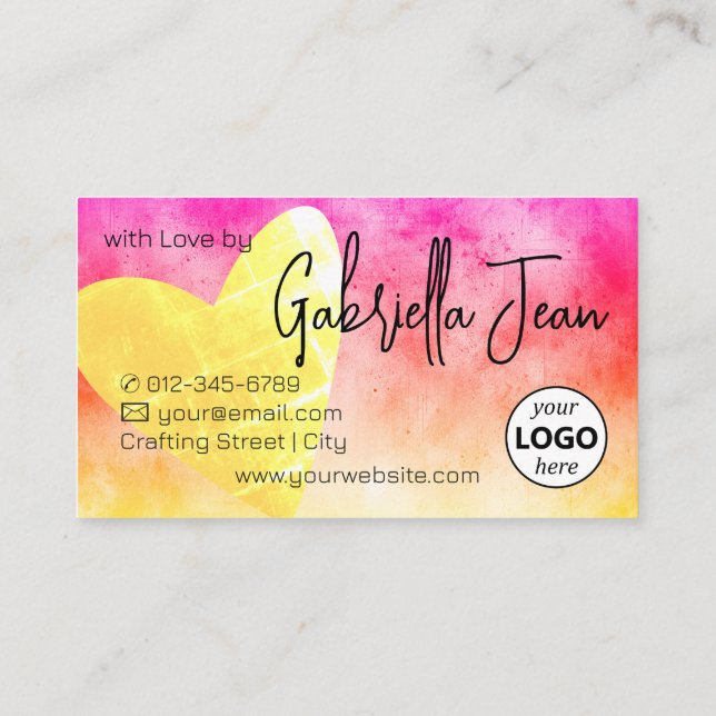 Logo Template Handmade Crafts Rainbow Distressed  Business Card (Back)
