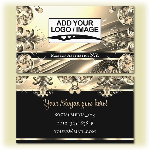 Logo Template Luxury Chic Deluxe Black Gold Golden Business Card
