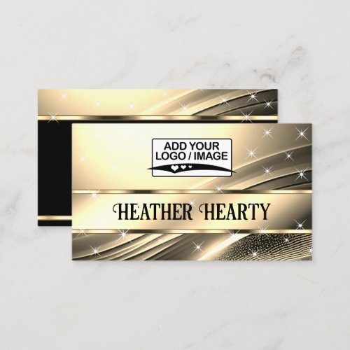 Logo Template Luxury Chic Deluxe Liquid Light Gold Business Card