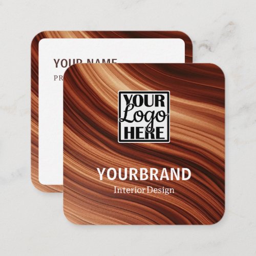 Logo Template Modern Branch Mahaghoni Wood Brown Square Business Card