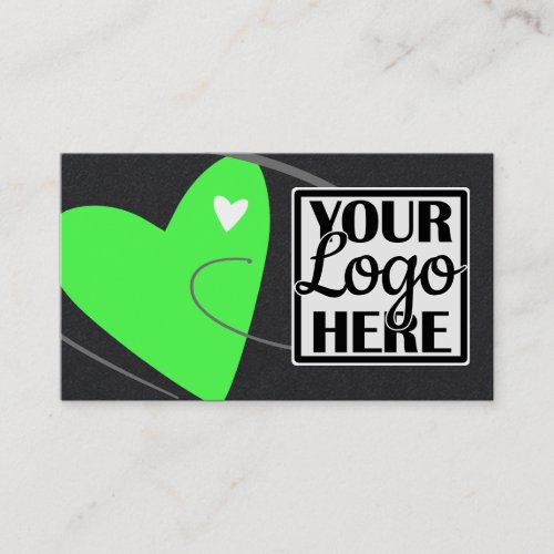 Logo Template Neon Green Love Heart for Crafters Business Card