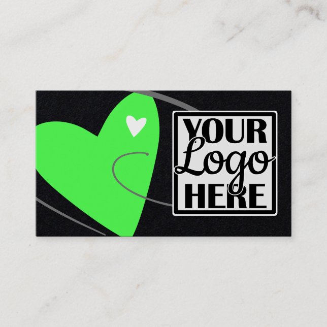 Logo Template Neon Green Love Heart for Crafters Business Card (Front)