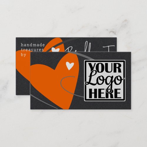 Logo Template Neon Orange Love Heart for Crafters Business Card
