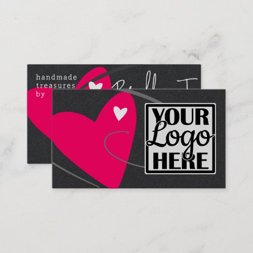 Logo Template Neon Pink Love Heart for Crafters Business Card