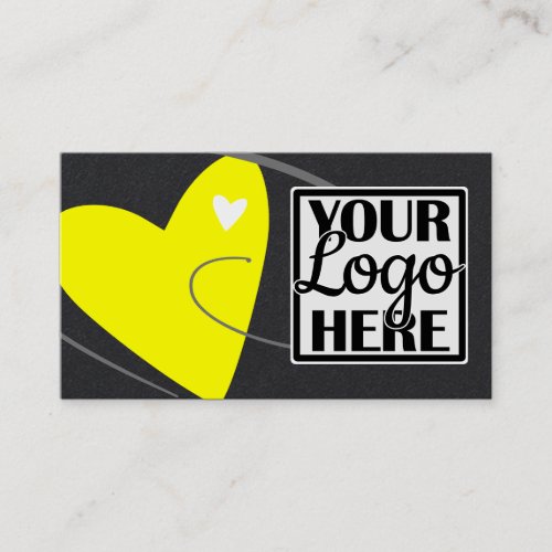 Logo Template Neon Yellow Love Heart for Crafters Business Card