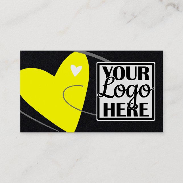 Logo Template Neon Yellow Love Heart for Crafters Business Card (Front)
