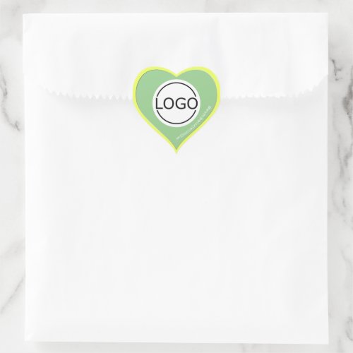Logo Template Pastel Mint Yellow Custom Packaging Heart Sticker