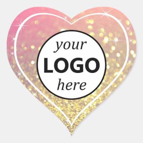 Logo Template Pink Rose Gold Glitter Sparkle Stars Heart Sticker