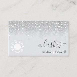 Logo Template Pretty White Silver Glitter Rain Business Card