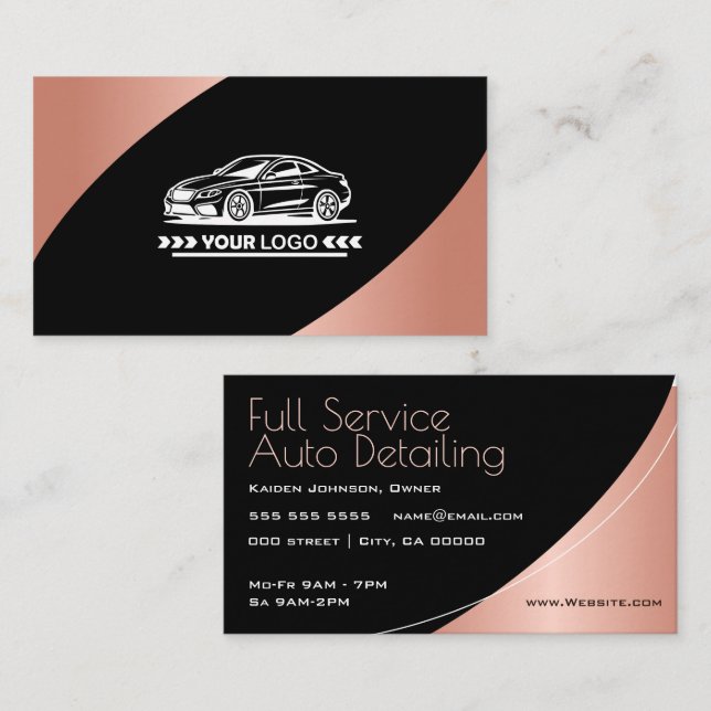 Logo Template Rose Gold Elegant Professional  Business Card (Front/Back)