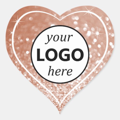 Logo Template Rose Gold Pink Glitter Sparkle Stars Heart Sticker