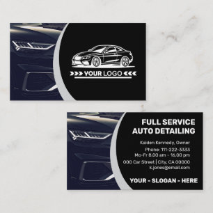 Logo Template Silver Car Service Auto Detailing Business Card