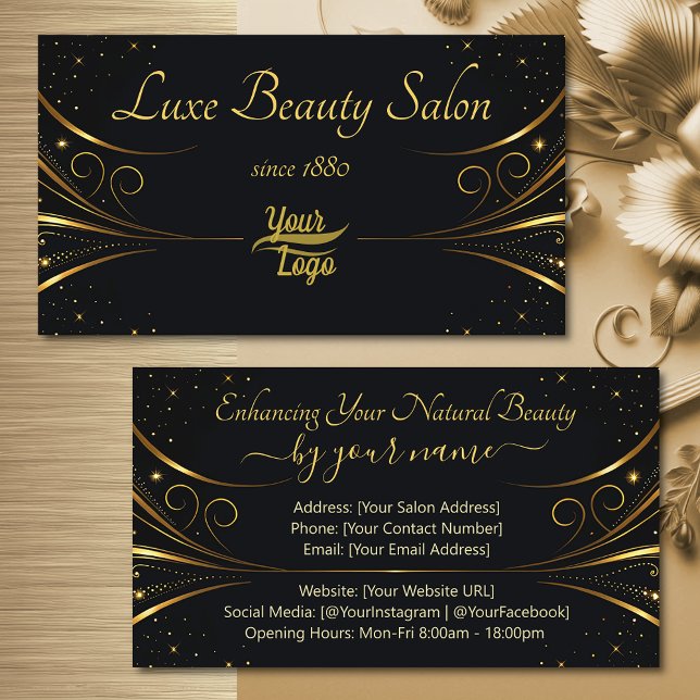 Logo Template Sophisticated Gold Luxury Flourish Business Card (Creator Uploaded)