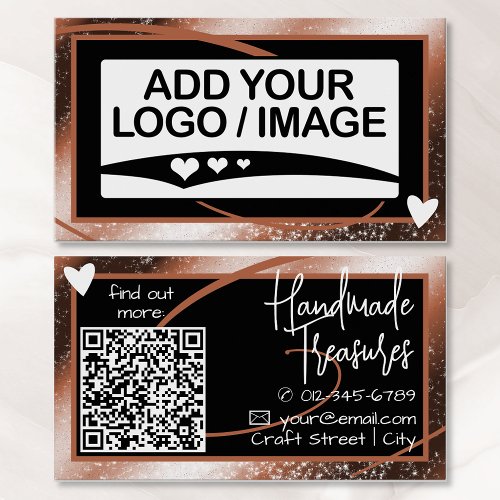 Logo Template Stylish Cool Copper Frame Cute Heart Business Card