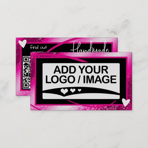 Logo Template Stylish Cool Girly Pink Frame Heart  Business Card
