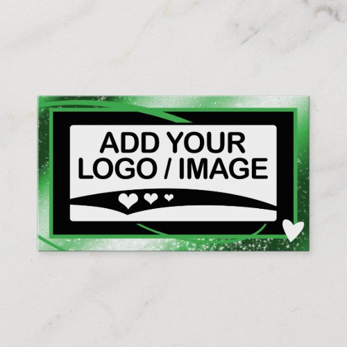 Logo Template Stylish Cool Green Frame Cute Heart Business Card