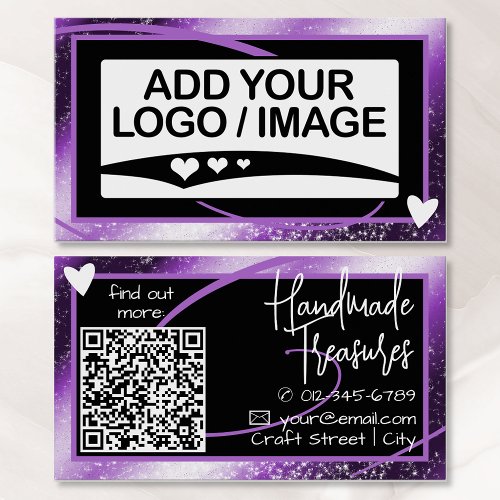 Logo Template Stylish Cool Purple Frame Cute Heart Business Card