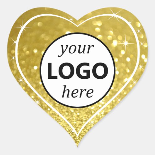 Logo Template Yellow Gold Glitter Sparkle Stars Heart Sticker