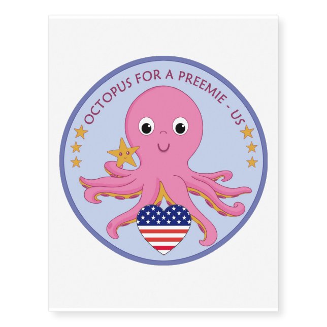 Logo Temporary Tattoos Octopus For A Preemie US (Front)