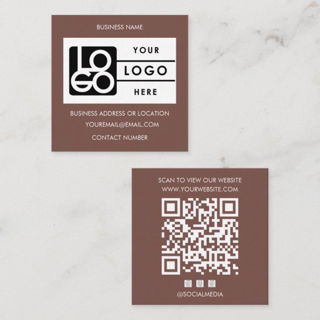 Logo Terracotta QR Code Website Social Media Square Business Card (Front/Back)