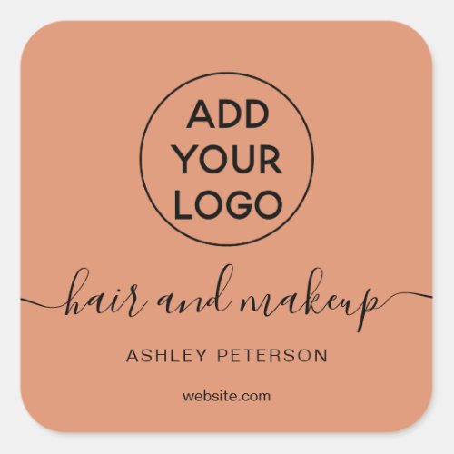 Logo terracotta simple typography hair makeup square sticker