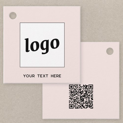 Logo Text and QR Code Business Price Tags Pink
