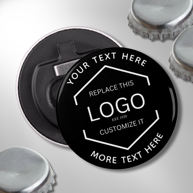 Logo Text Black Background Business Promotional Bottle Opener (Creator Uploaded)