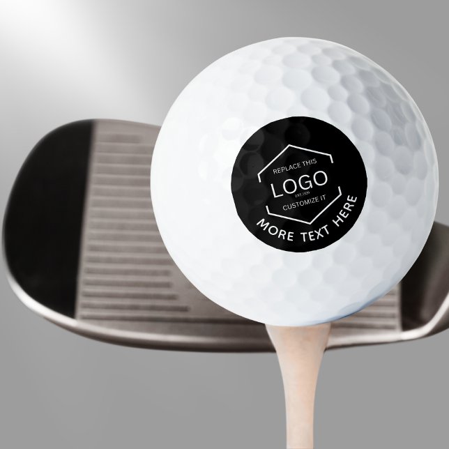 Logo Text Black Background Business Promotional Golf Balls (Creator Uploaded)