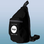 Logo Text Business Promotional Branding Black Sling Bag<br><div class="desc">Add your own logo and custom text to this design.  Remove top or lower text if you prefer. Minimalist and professional.  Great for a promotional product for your employees,  staff,  clients and customers. Ideal for trade shows,  travel,  corporate or sporting events and giveaways. For other versions,  see the collection.</div>