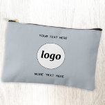 Logo Text Business Promotional Branding  Blue Accessory Pouch<br><div class="desc">Add your own logo to this design. Minimalist and professional. Change or remove the top and lower text, add your name, company slogan, phone number or website. Great for a promotional product for your employees, staff, clients and customers. Ideal for trade shows, travel, corporate or sporting events and giveaways. For...</div>