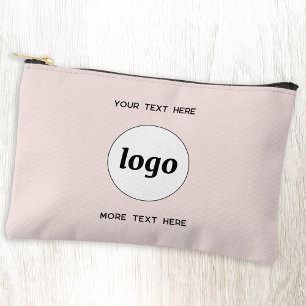 Logo Text Business Promotional Branding Blush Pink Accessory Pouch