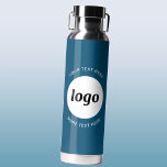Logo Text Business Promotional Branding Teal Green Water Bottle<br><div class="desc">Simple logo and custom text design to foster brand loyalty and promote your small business.  Replace the logo with your own,  and change or delete the top and lower text to customize.  Perfect for promotional purposes and to give to employees,  customers and clients.</div>