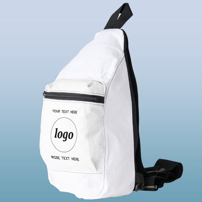 Logo Text Business Promotional Branding White Sling Bag (Logo with custom text business branding promotional cross body sling bag)