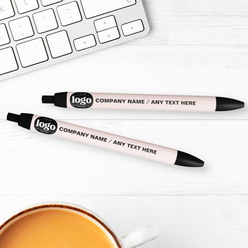 Logo Text Business Promotional Pink Blush  Black Ink Pen