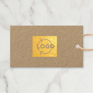 Logo Text Foil Gift Tag Enclosures Premium Kraft