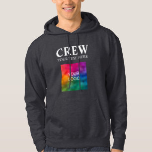 Logo Text Here Crew Team Member Mens Dark Grey Hoodie