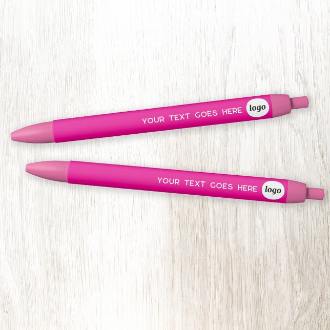 Logo Text Hot Pink Business Branding Promotional Pen (Simple logo with custom text business branding promotional pen in hot pink)