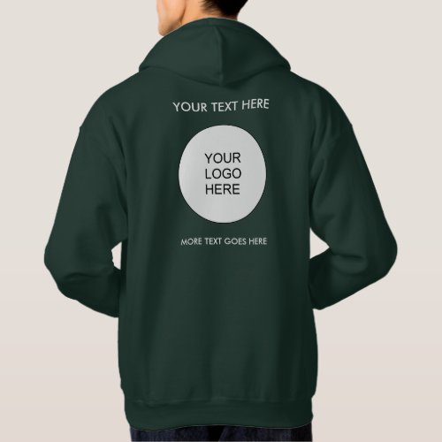 Logo Text Mens Forest Green Template Double Sided Hoodie