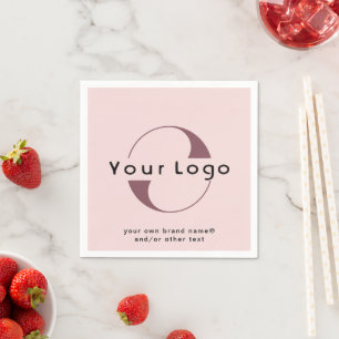 Logo + text on Blush pink Company Business Paper Napkins