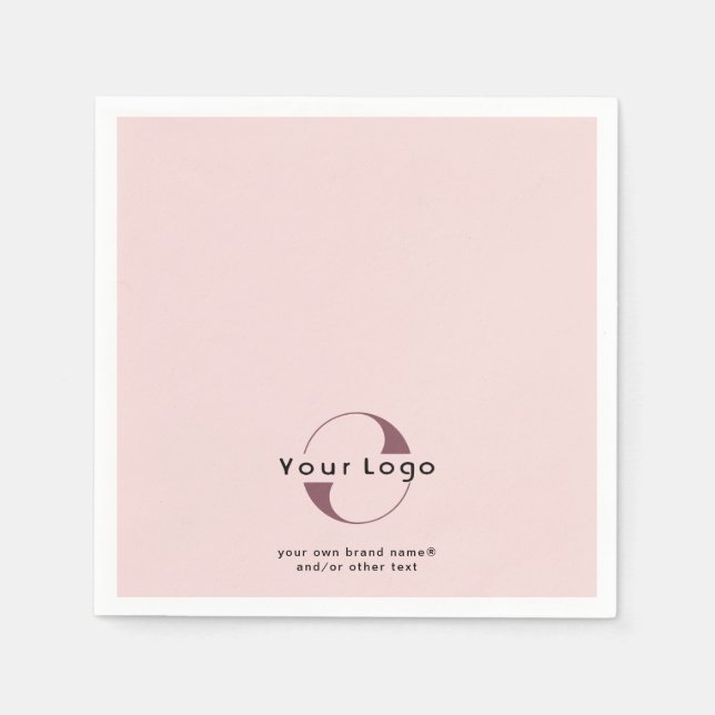 Logo + text on Blush pink Company Business Paper Napkins (Front)